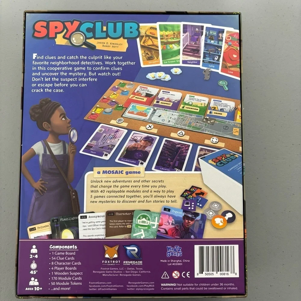 Spy Club Board Game A Mosaic Game Foxtrot Renegade Game Studios 10+ 2-4 Players